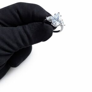 Swarovski Silver-Tone Pear & Trillion Cut Sparkling Ring